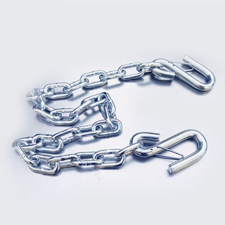 3500lbs Transport Chain with Hook Iron Safety Key Trailer Chain Boat Trailer Chain Safety Chain Assembly 3/8 Inch Safety Chain S-Hook with Spring Latch