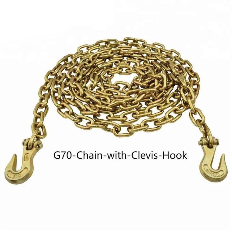 High Strength Alloy Steel 5/16 Yellow Chromated G70 Chain with Clevis Hook